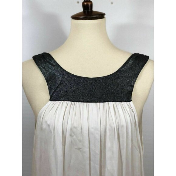 Current Affair  White Shimmer Hi Low Tank Top L - Picture 2 of 7